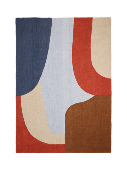 MADE Cecil Hand Tufted Pure Wool Rug, Orange/Blue, Orange / Blue