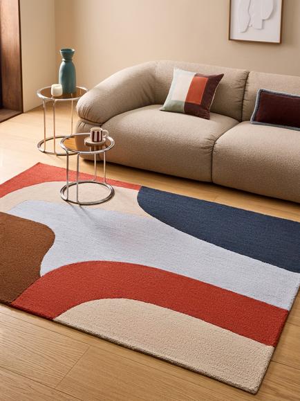 MADE Cecil Hand Tufted Pure Wool Rug, Orange/Blue - view 2, Orange / Blue