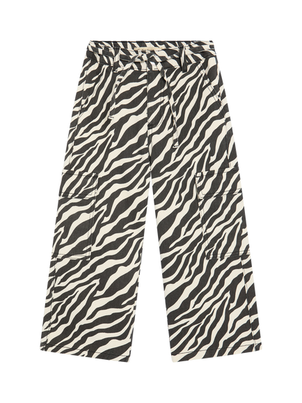 The New Society Kids' Dakota Wide-Leg Trousers,  Zebra Print, Zebra Print