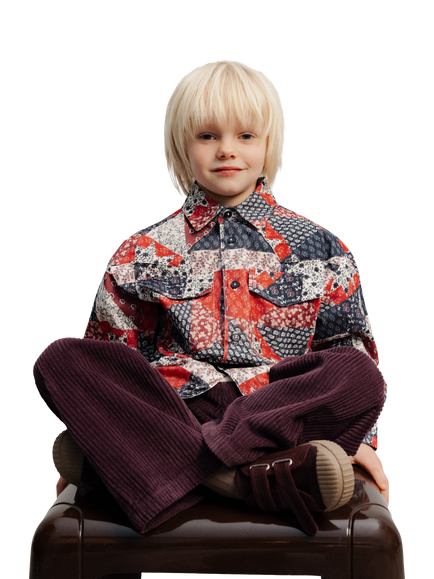 The New Society Kids' Quill Patchwork Corduroy Jacket, Multi - view 2, Multi