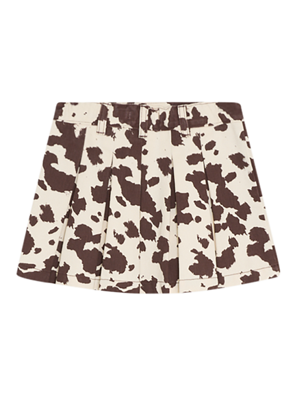 The New Society Kids' Dakota Pleated Denim Skirt, Cow Print - view 2, Cow Print