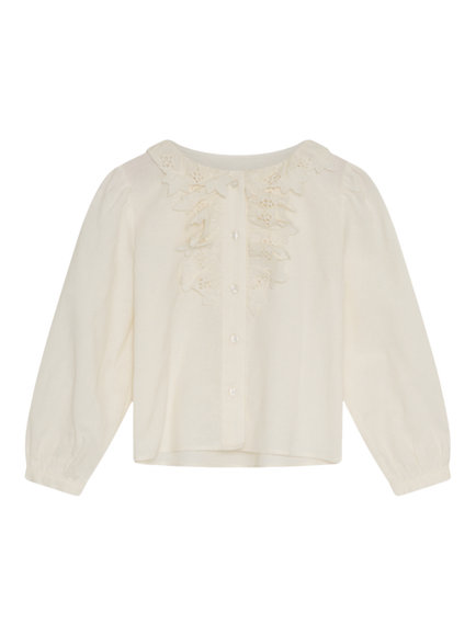 The New Society Kids' Soleil Long Sleeve Ruffle Blouse, White, White
