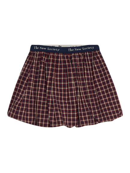 The New Society Kids' Orbit Bubble Skirt, Brown, Red/Multi