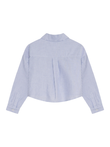 The New Society Kids' Isla Long Sleeve Cropped Oxford Shirt, Isla Stripe - view 2, Isla Stripe