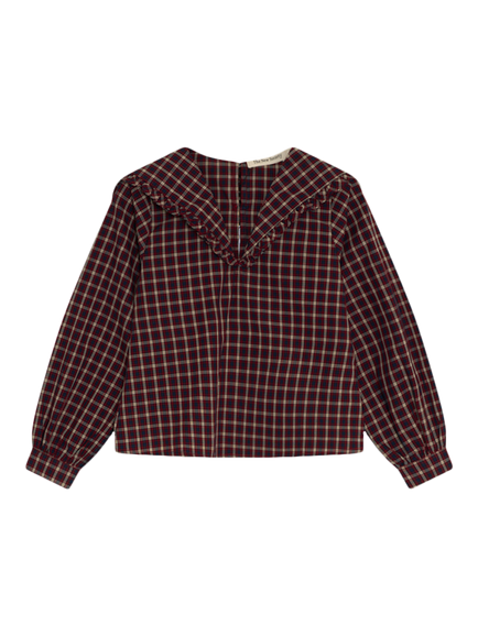 The New Society Kids' Orbit Long Sleeve V-Neck Blouse, Brown, Red/Multi