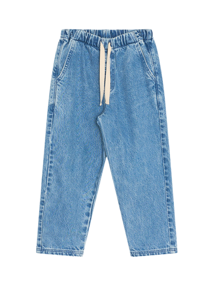 The New Society Kids' Drawstring Denim Trousers, Blue, Blue
