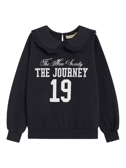 The New Society Kids' Bluff Cotton Collared Sweatshirt, Forged Iron, Forged Iron