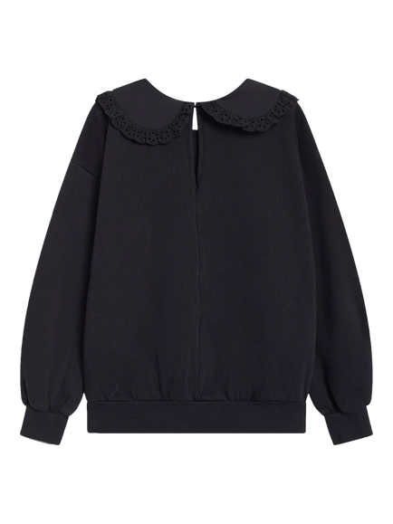 The New Society Kids' Bluff Cotton Collared Sweatshirt, Forged Iron - view 2, Forged Iron