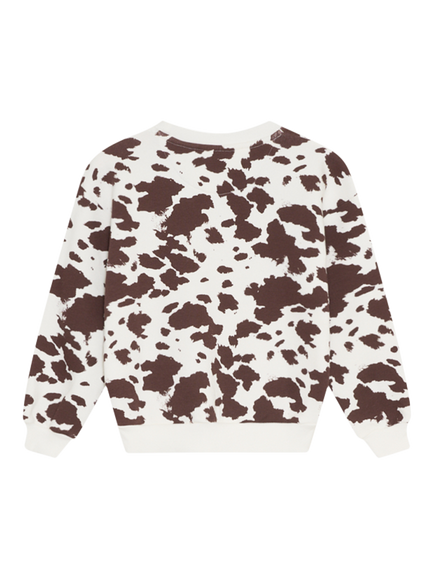 The New Society Kids' Cow Print Crew Neck Sweatshirt, Multi - view 2, Multi