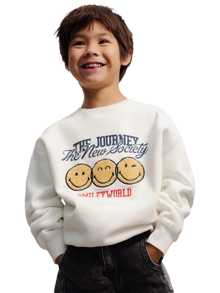 The New Society Kids' Smiley Sweatshirt, Whisper White, Whisper White