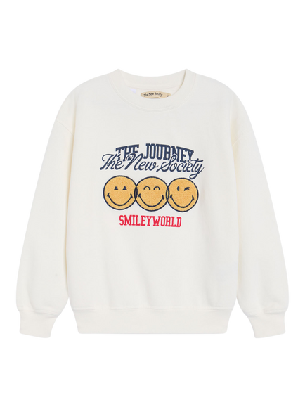 The New Society Kids' Smiley Sweatshirt, Whisper White - view 2, Whisper White