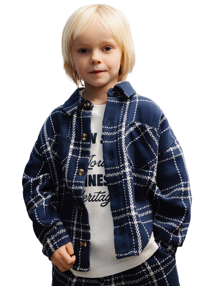 The New Society Kids' Boone Checked Cotton Overshirt, Multi, Multi