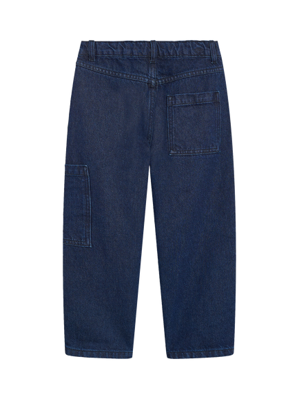 The New Society Kids' Baggy Trousers, Dark Blue Denim - view 2, Dark Blue Denim