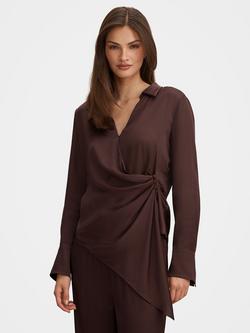 Forever New Maude Drape Shirt, Brown, Brown Co-ord