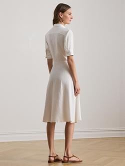 Lauren Ralph Lauren Wakana Short Sleeve Linen Midi Shirt Dress, White - view 2, White