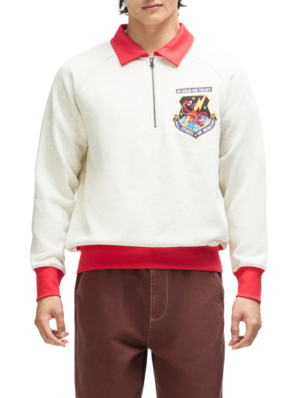 Deus ex Machina All Others Half-Zip Cotton Blend Sweatshirt, Light Grey Marle, Light Grey Marle