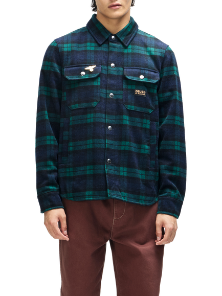 Deus ex Machina Maxwell Check Wool Blend Shirt, Green Check, Green Check
