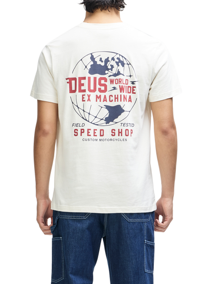 Deus ex Machina Global Spark Cotton Blend Crew Neck T-Shirt, Vintage White - view 2, Vintage White