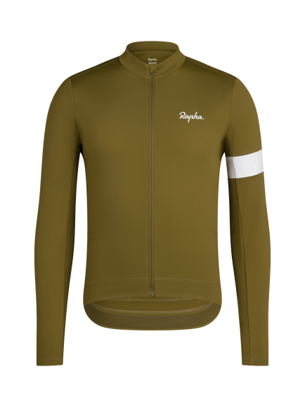 Rapha Men's Thermal Long Sleeve Jersey Top, Fern/White