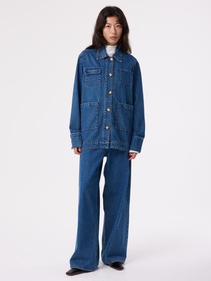 AKYN Elliana Oversized Denim Jacket, Midwash, Midwash