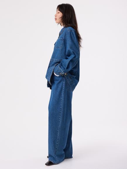 AKYN Elliana Oversized Denim Jacket, Midwash - view 2, Midwash