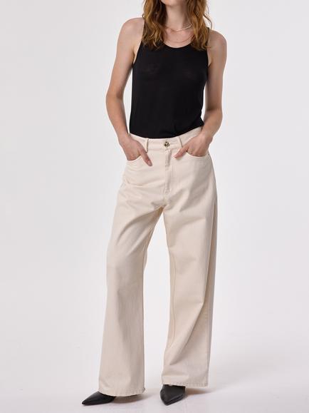 AKYN Jude Wide Leg Jeans, Cream, Cream