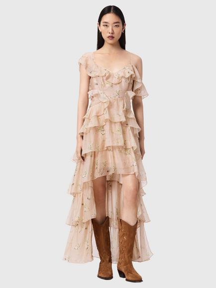 AllSaints Sienna Dress, Pop Pink, Empoli Pop Pink
