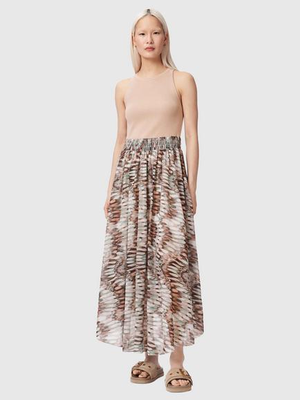 AllSaints Zenia Abstract Midi Dress containing LENZING™ ECOVERO™ Viscose, Pink