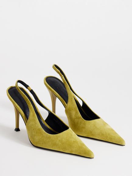 Topshop Anya Heeled Sling Back Shoes, Olive - view 2, 0