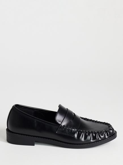 Topshop Dominic Ruched Penny Loafers, Black, Black