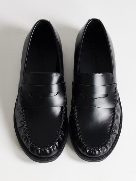 Topshop Dominic Ruched Penny Loafers, Black - view 2, Black