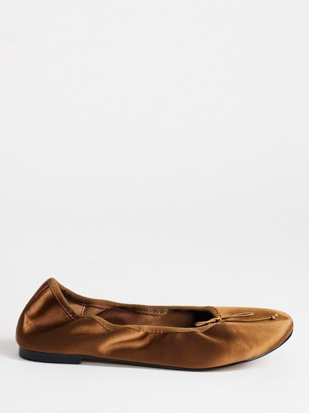 Topshop Dorothy Bow Detail Ballerina Pumps, Bronze, Bronze