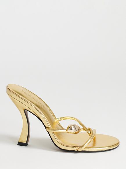 Topshop Olivia Flared Heel Strappy Sandals, Gold, Gold