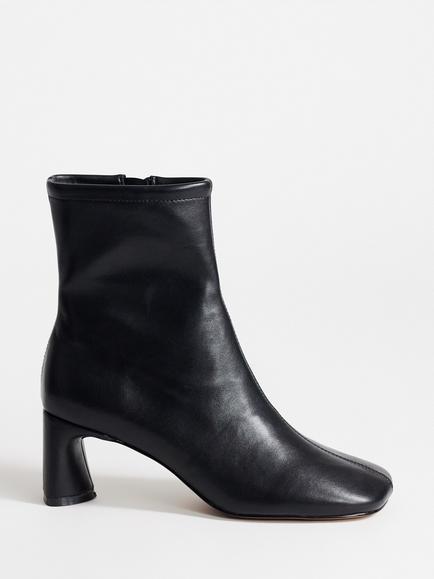 Topshop Kenna Leather Block Heel Ankle Boots, Black, Black Black