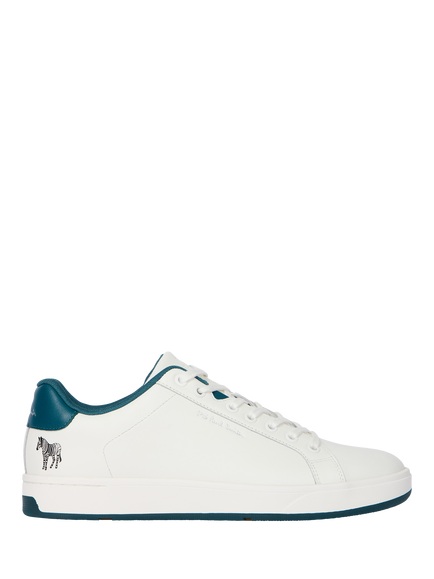 Paul Smith Albany Leather Lace Up Trainers, White Turquoise, White Turquoise