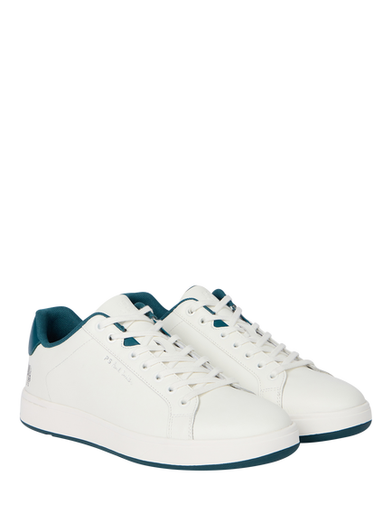 Paul Smith Albany Leather Lace Up Trainers, White Turquoise - view 2, White Turquoise