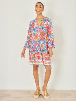 Yumi Ikat Print Beach Tunic, Multi - view 2, Multi