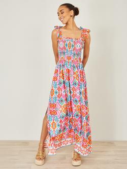 Yumi Ikat Print Maxi Sun Dress, Multi - view 2, Multi