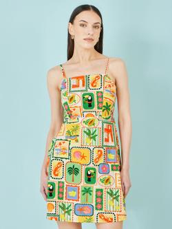 Yumi Postcard Print Mini Sun Dress, Multi, Multi
