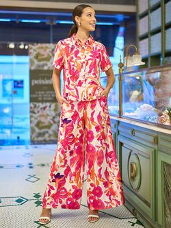 Yumi Abstract Floral Shirt, Pink/Multi - view 2, Pink/Multi