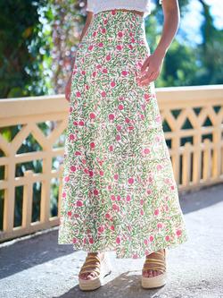 Yumi Cotton Boho Print Floral Maxi Skirt, Multi - view 2, Multi