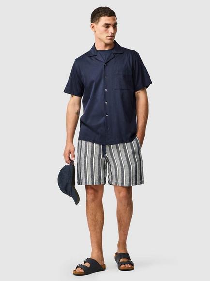 Rodd & Gunn Manor Park Button Through Short Sleeve Cotton Blend Shirt, Ink - view 2, Ink