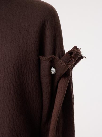 AKYN Kori Cotton Knit Embellished Shoulder Sweatshirt, Chocolate - view 2, Chocolate