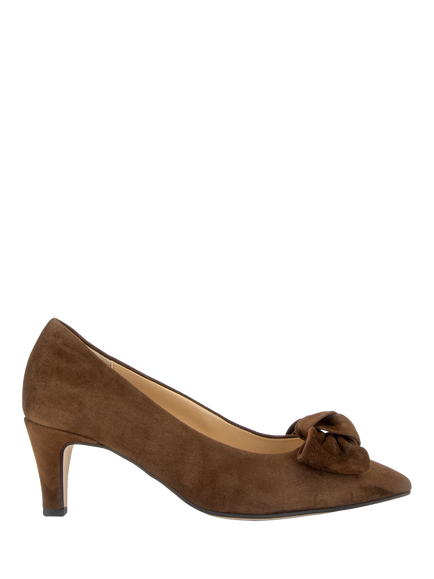 Gabor Dusty Suede Bow Detail Court Shoes, Cacao, Cacao