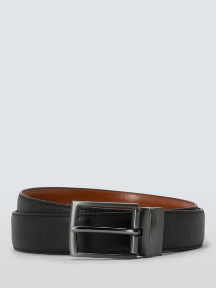 John Lewis Leather Reversible Belt, Black, Black