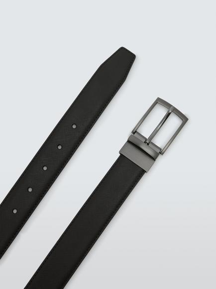 John Lewis Leather Reversible Belt, Black - view 2, Black