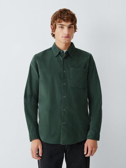 John Lewis Corduroy Shirt, Darkest Spruce, Green