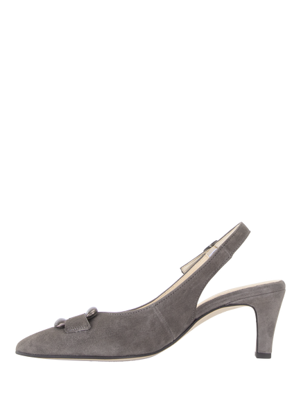 Gabor Lea Wide Fit Suede Slingback Court Shoes, Taupe - view 2, Taupe