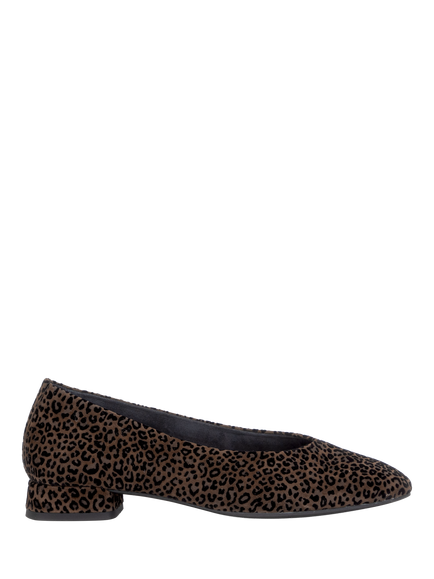 Gabor Identify Wide Fit Leopard Print Ballerina Pumps, Cacao / Black, Cacao / Black