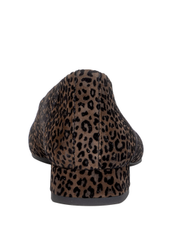 Gabor Identify Wide Fit Leopard Print Ballerina Pumps, Cacao / Black - view 2, Cacao / Black